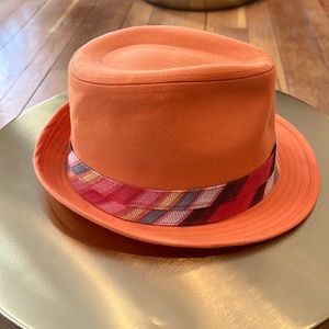Anthropologie Orange Hat with Multicolor Band